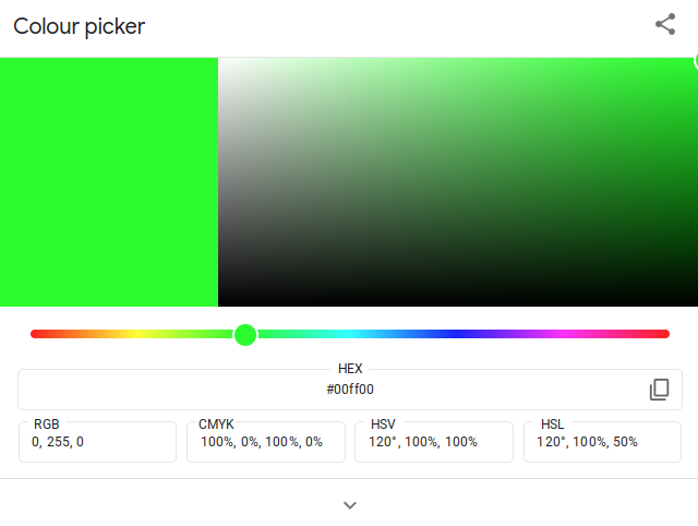 Google HTML color picker bright green