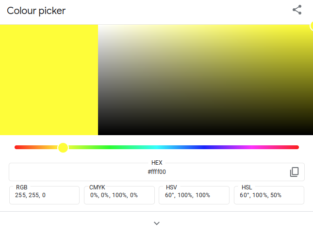 Google HTML color picker yellow