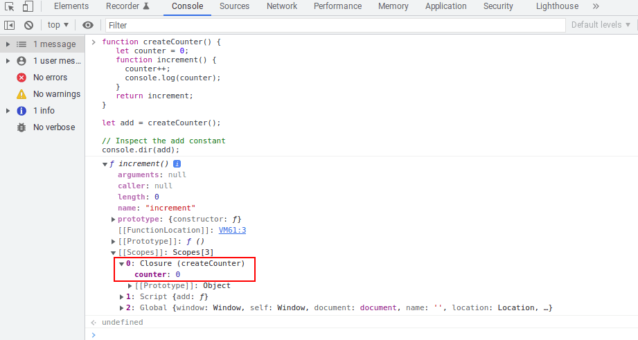 javascript console.dir function shows info about a variable